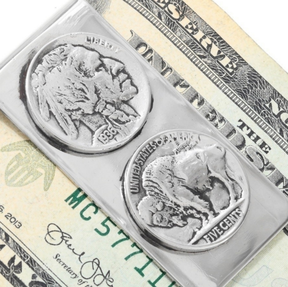 Handmade VINTAGE Buffalo Nickel & Indian Penny Men's Money Clips